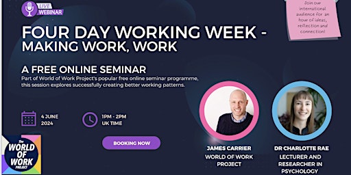 Hauptbild für Making the four day working week work - A free, online seminar