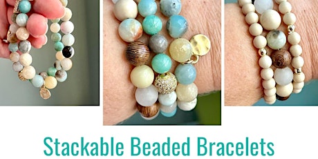 Jewelry Making Patio Party at Pisces: stackable bracelets in coastal colors