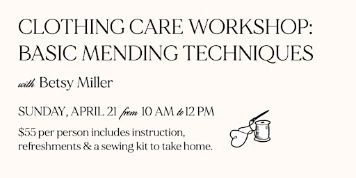 Fix it yourself! Clothing Care and Mending Workshop primary image