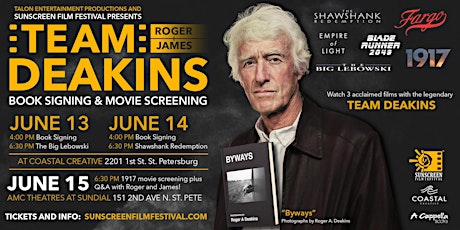 Oscar Winning Team Deakins, Book Signing, Screenings and Q&A's