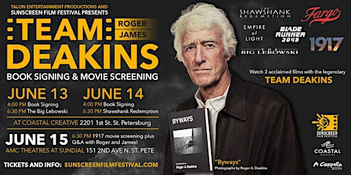 Oscar Winning Cinematographer Roger Deakins, Book Signing, Screenings and Q&A's primary image