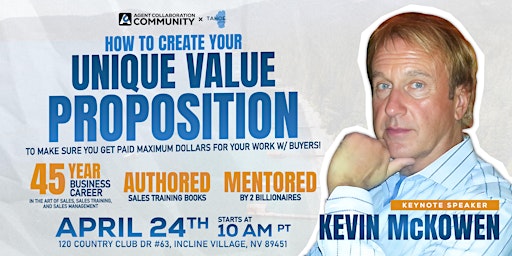 Imagem principal do evento How to Create your Unique Value Proposition w/ Kevin McKowen
