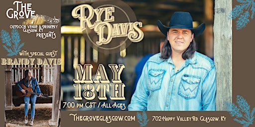Imagem principal do evento Rye Davis at The Grove featuring Brandy Davis