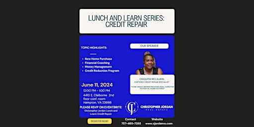 Hauptbild für Christopher Jordan Lunch and Learn: Credit Repair