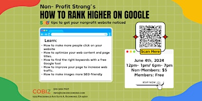 Imagem principal do evento Non-Profit Strong:  How To Rank Higher on Google - SEO tips to get your nonprofit website noticed