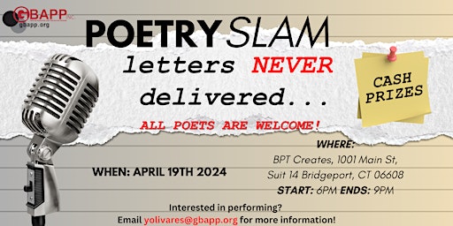 Primaire afbeelding van GBAPP Poetry Slam: "Letters Never Delivered"