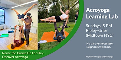 Primaire afbeelding van Acroyoga Learning Lab Sunday (1.5 hours)