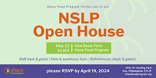 Imagem principal do evento NSLP Open House with Share Food Program