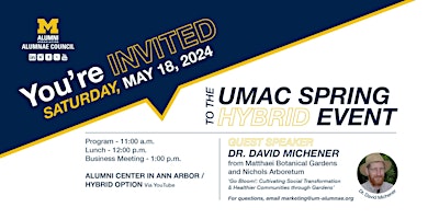 Primaire afbeelding van UMAC Spring Hybrid Event - Program and Business Meeting