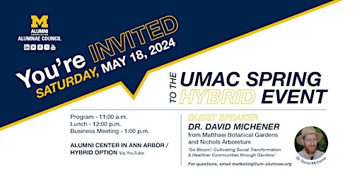 Image principale de UMAC Spring Hybrid Event - Program and Business Meeting