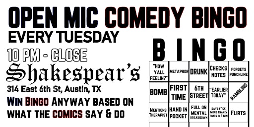 OPEN MIC COMEDY BINGO primary image