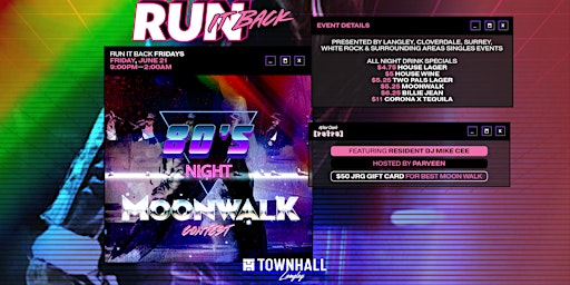 Primaire afbeelding van 80s NIGHT MOON WALK EDITION AT RUN IT BACK FRIDAYS AT TOWNHALL LANGLEY