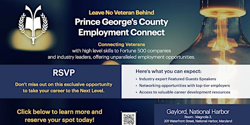 Imagem principal do evento Leave No Veteran Behind Prince George's County Employment Connect Event