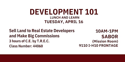 Development 101  Lunch & Learn 3 Hrs CE primary image