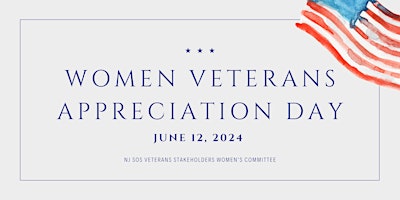 Image principale de NJ SOS Veterans Stakeholders WOMEN'S VETERANS APPRECIATION DAY DINNER