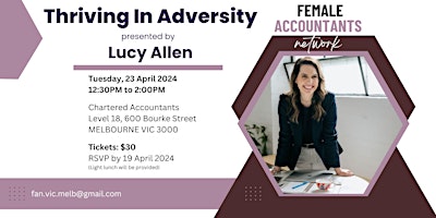 Imagem principal do evento Lunch with Lucy Allen - Thriving in Adversity