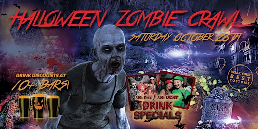 Immagine principale di DALLAS ZOMBIE CRAWL - Halloween Bar Crawl - OCT 26th 