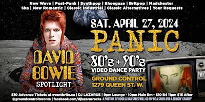 Imagem principal do evento PANIC: 80's/90's Video Dance Party w/ DAVID BOWIE Spotlight