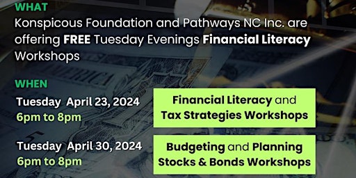 Primaire afbeelding van FREE Tuesday Evenings Financial Literacy Workshops