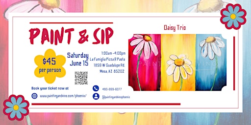 Imagem principal do evento Paint and Sip - "Daisy Trio" at La Famiglia