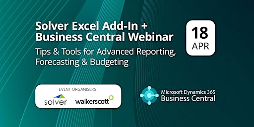 Primaire afbeelding van Solver Excel Add-In + Business Central Webinar Auckland