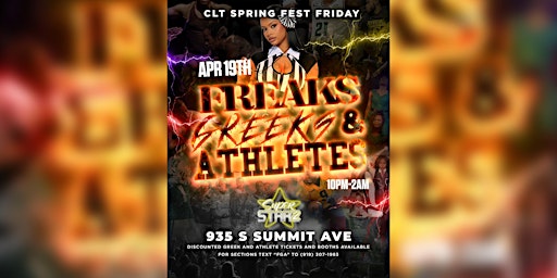 Image principale de CLT Spring Fest Friday: Freaks, Greeks, and Athletes