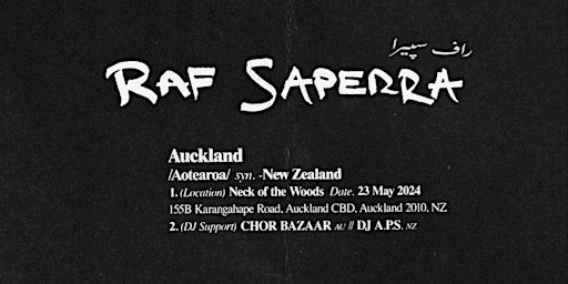 Raf-Saperra Live In Auckland primary image