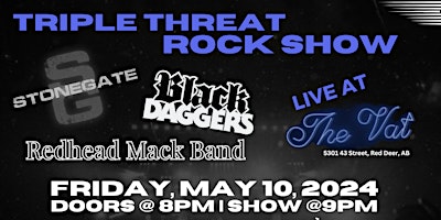 Immagine principale di Triple Threat Rock Show! Redhead Mack Band, Black Daggers, & Stonegate 