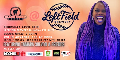 Imagem principal de Black Sheep Comedy @ Leftfield Brewery Featuring TAMARA SHEVON