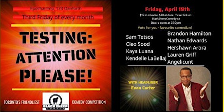 Immagine principale di TESTING: ATTENTION PLEASE! Toronto's Friendliest Comedy Competition 