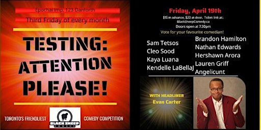 Primaire afbeelding van TESTING: ATTENTION PLEASE! Toronto's Friendliest Comedy Competition