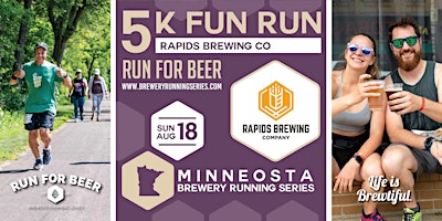 Imagem principal do evento 5k Beer Run x Rapids Brewing Co | 2024 MN Brewery Running Series