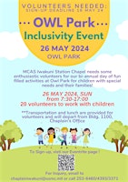 Image principale de Owl Park Inclusive Event Volunteer : 26 MAY 2024