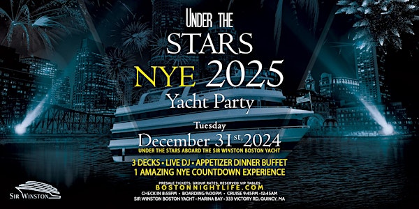 2025 Boston New Year's Eve Under the Stars | Fireworks Yacht Party Cruise