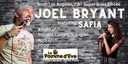Imagem principal do evento From Los Angeles, CA - Standup Comedy in English w/ Joel Bryant & Safia