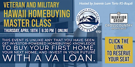 Imagen principal de Veteran and Military Hawaii Homebuying Master Class - Online