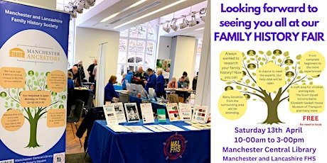 MLFHS annual family and local history fair at Manchester Central Library, primary image