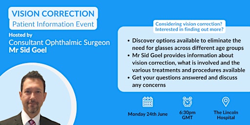 Primaire afbeelding van Free Vision Correction Patient Information Evening