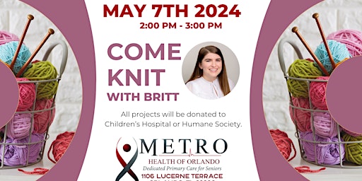Image principale de Free Knitting with Britt at Metro Health of Orlando