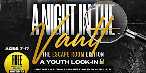 Imagem principal do evento A Night In The Vault: Escape Room Edition (Youth Lock-In)