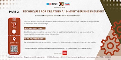 Imagem principal do evento Techniques for Creating a Twelve-Month Business Budget