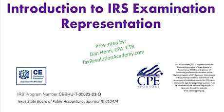 Introduction to IRS Examination Representation