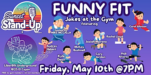 Imagem principal do evento Sunset Standup Presents Funny Fit: Jokes at the Gym