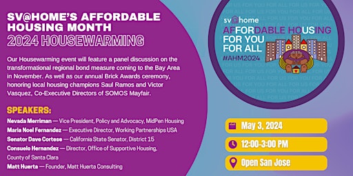 Imagem principal do evento SV@Home's Affordable  Housing Month 2024 Housewarming