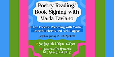 Imagem principal de Poetry Reading/Book Signing + Live Podcast Recording with Marla Taviano