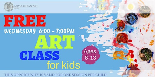 Imagem principal do evento Free Art Class For Kids, Ages 8-13yrs.