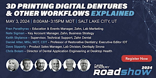 Imagem principal do evento 3D Printing Digital Dentures & Other Workflows Explained