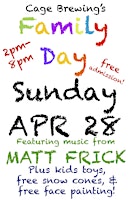 Imagem principal de Cage Brewing's FAMILY DAY | SUN APR 28 | Free Admission, snow cones, face painting, music!