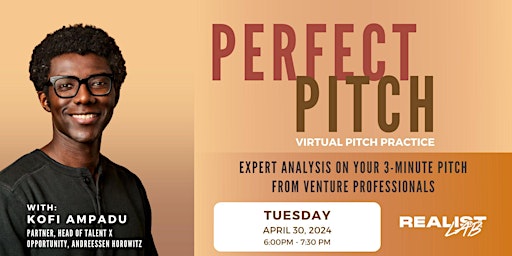 Primaire afbeelding van Perfect Pitch: Business Pitch Practice Event