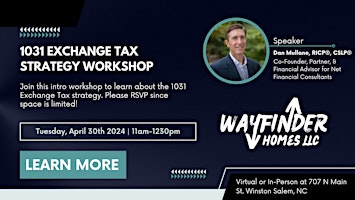 Immagine principale di 1031 Exchange Tax Strategy Workshop 